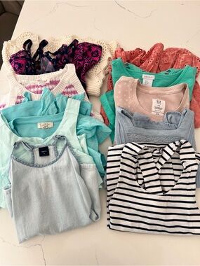 Lot of 11 girls summer tanks and tees